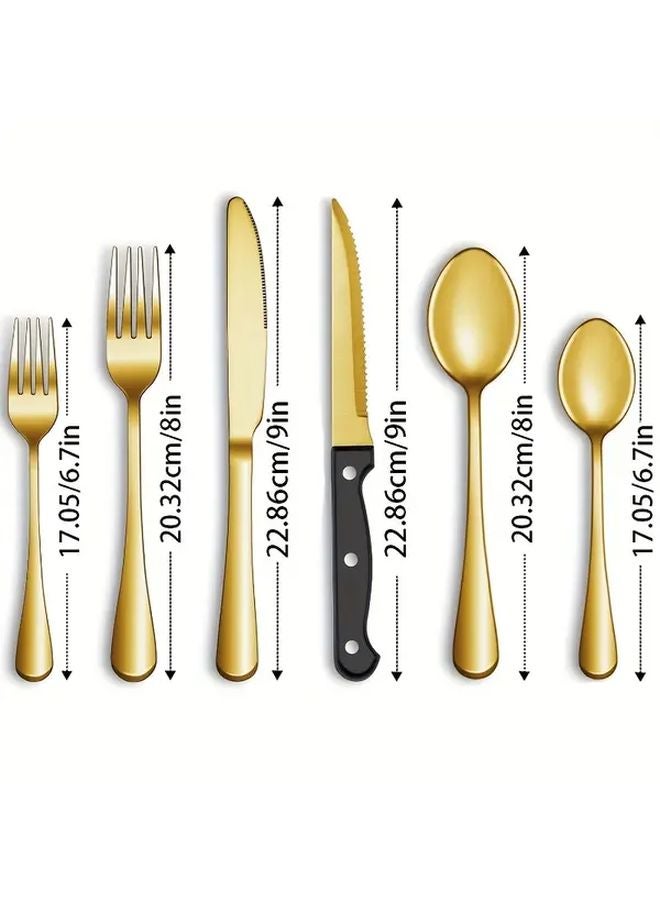 48pcs Stainless Steel Gold Cutlery Set With Mirror Polish For Home Hotel Wedding - Image 3